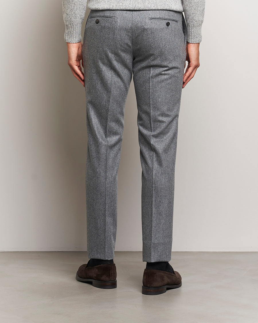Hombres | Pantalones | Incotex | Slim Fit Carded Flannel Trousers Grey Melange