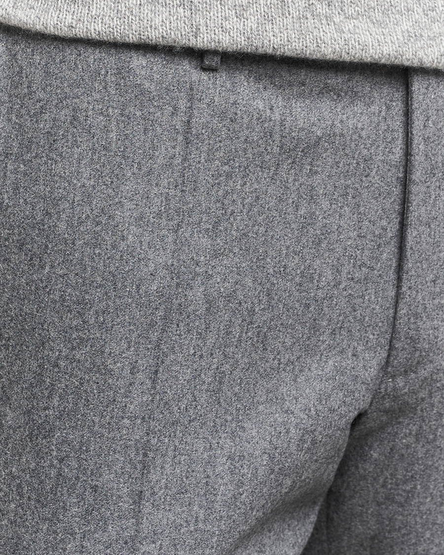 Hombres | Pantalones | Incotex | Slim Fit Carded Flannel Trousers Grey Melange
