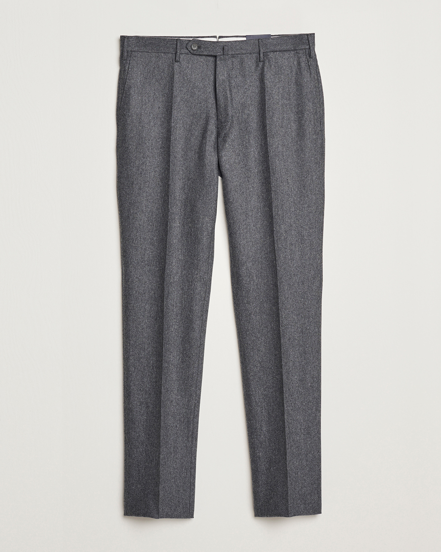 Hombres | Pantalones | Incotex | Slim Fit Carded Flannel Trousers Dark Grey