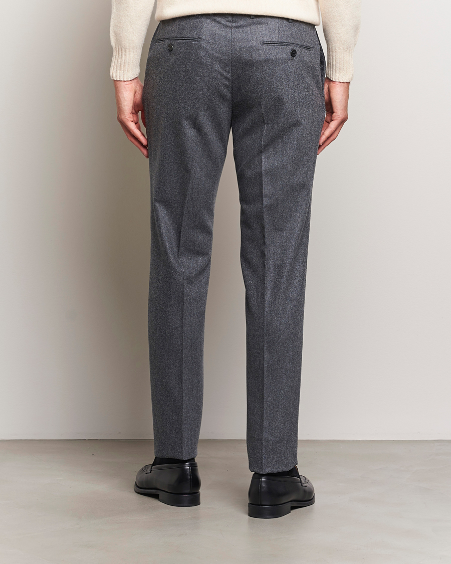 Hombres | Pantalones | Incotex | Slim Fit Carded Flannel Trousers Dark Grey