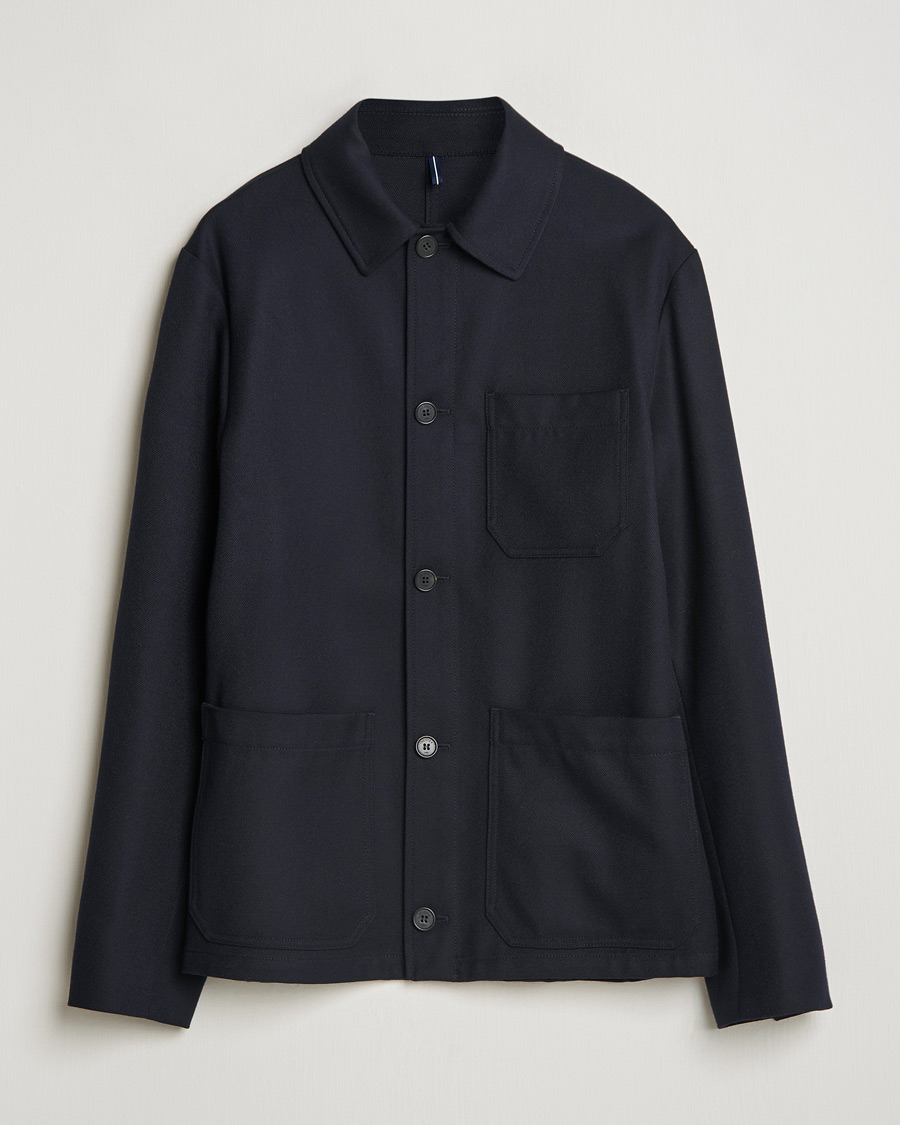 Hombres | Abrigos y chaquetas | Incotex | Wool Cover Shirt Jacket Navy