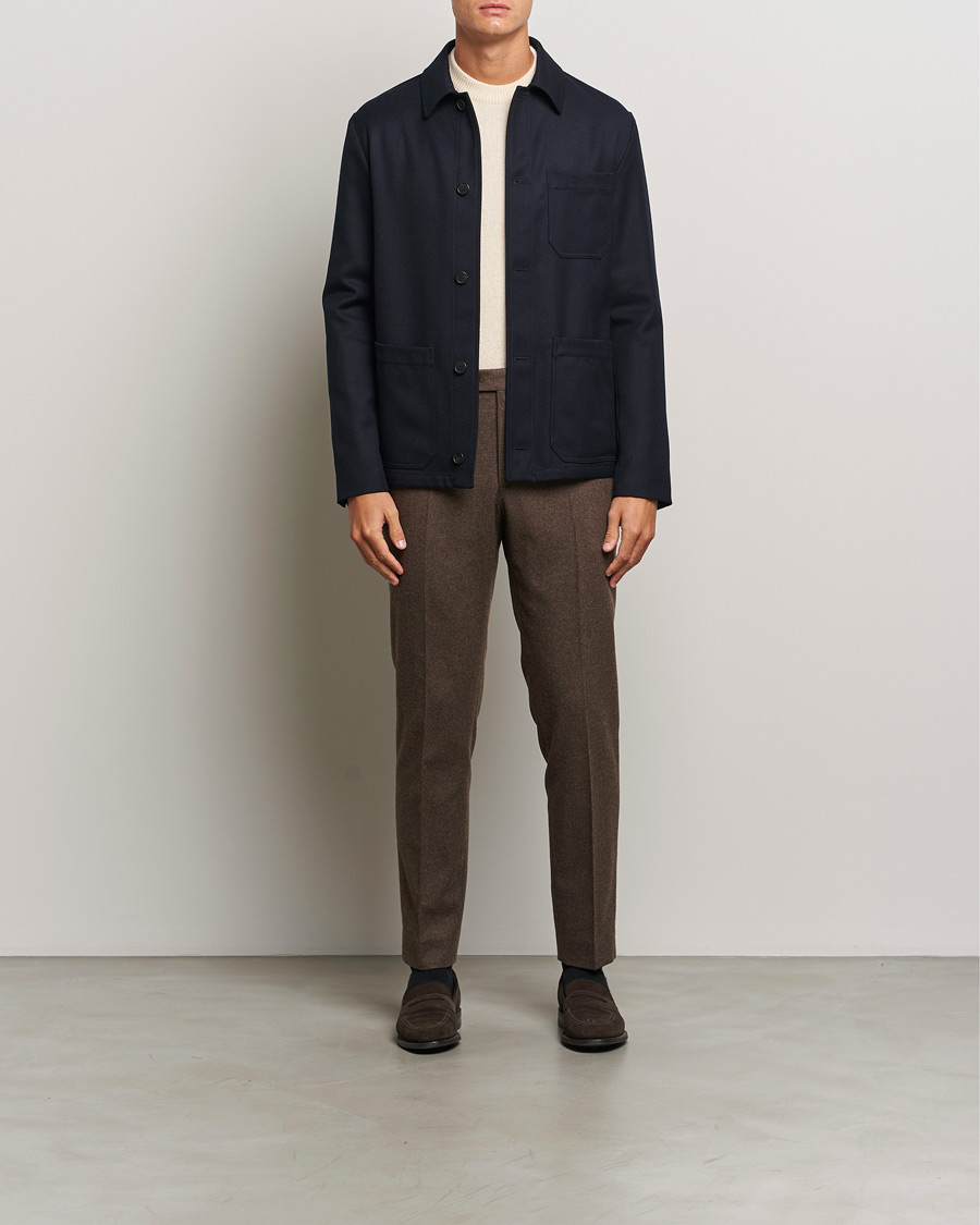 Hombres | Abrigos y chaquetas | Incotex | Wool Cover Shirt Jacket Navy