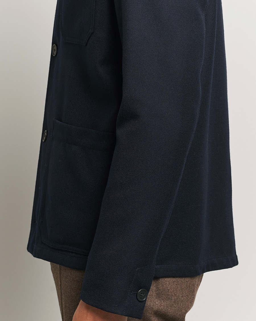 Hombres | Abrigos y chaquetas | Incotex | Wool Cover Shirt Jacket Navy