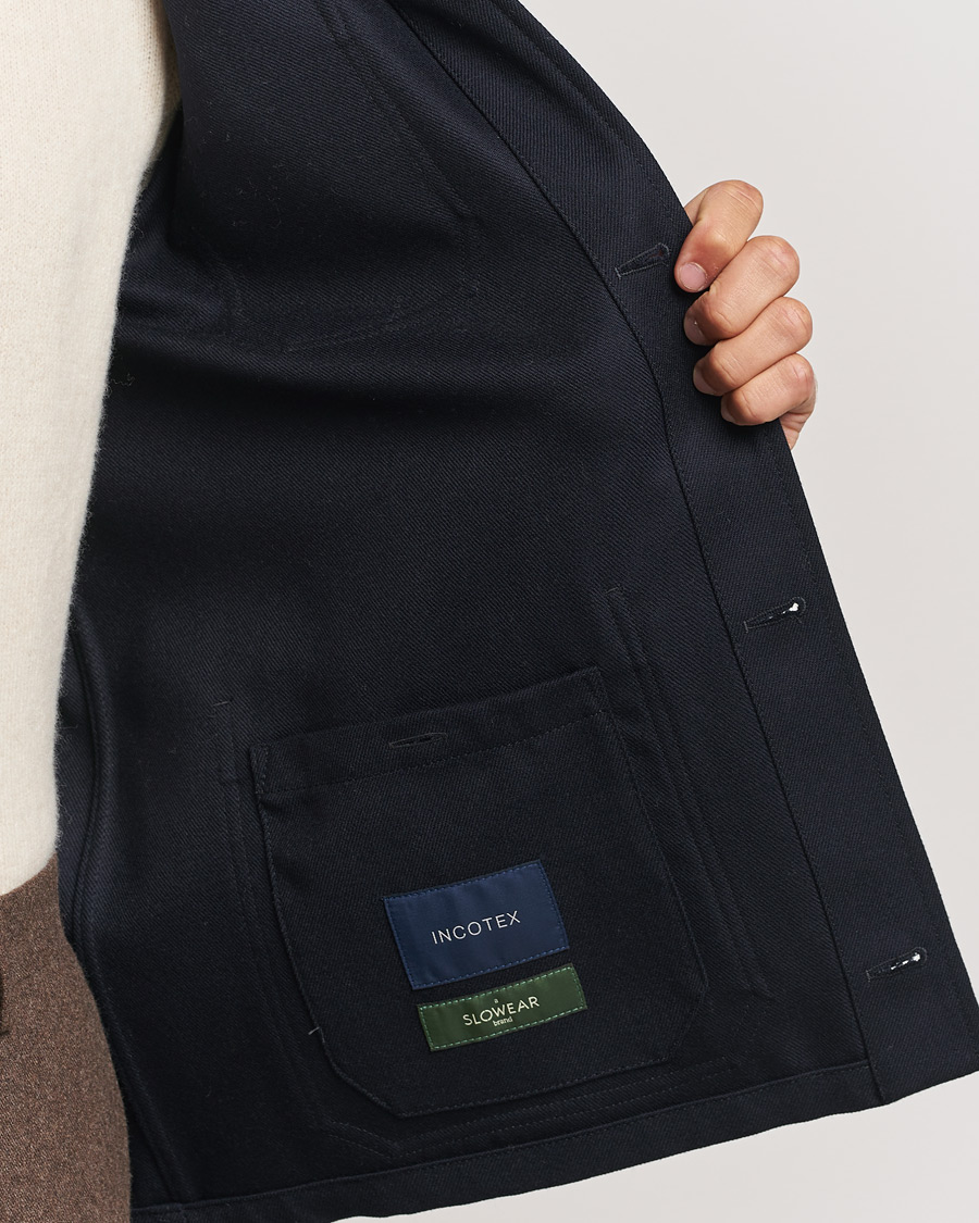 Hombres | Abrigos y chaquetas | Incotex | Wool Cover Shirt Jacket Navy