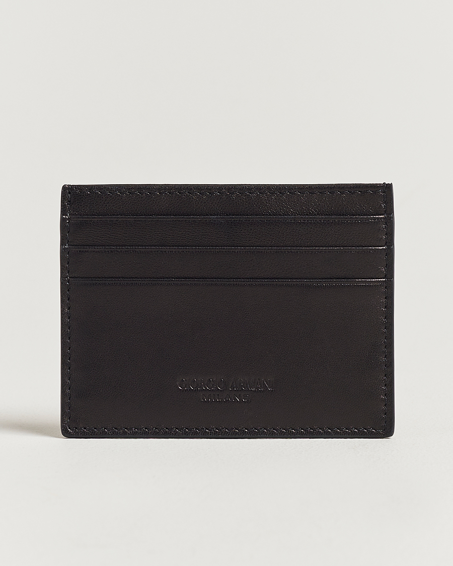 Hombres | Giorgio Armani Nappa Leather Card Holder Black | Giorgio Armani | Nappa Leather Card Holder Black