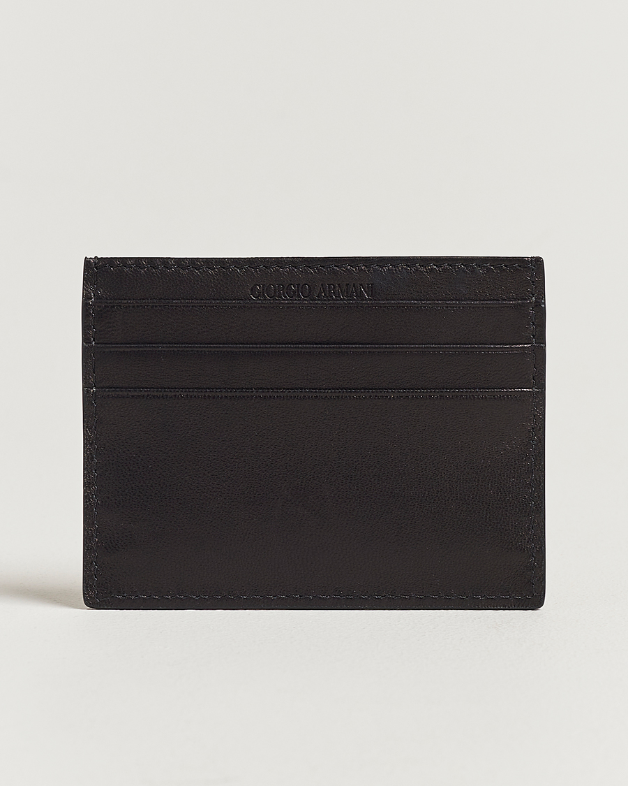 Hombres | Giorgio Armani Nappa Leather Card Holder Black | Giorgio Armani | Nappa Leather Card Holder Black