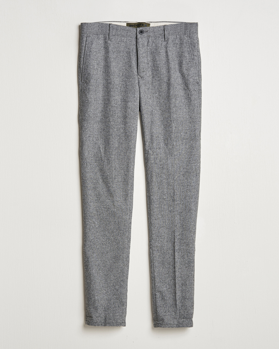 Hombres | Pantalones | Incotex | Slim Fit Washed Wool Stretch Slacks Light Grey
