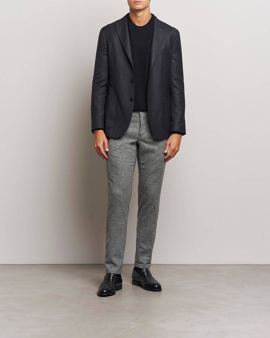 Hombres | Pantalones | Incotex | Slim Fit Washed Wool Stretch Slacks Light Grey