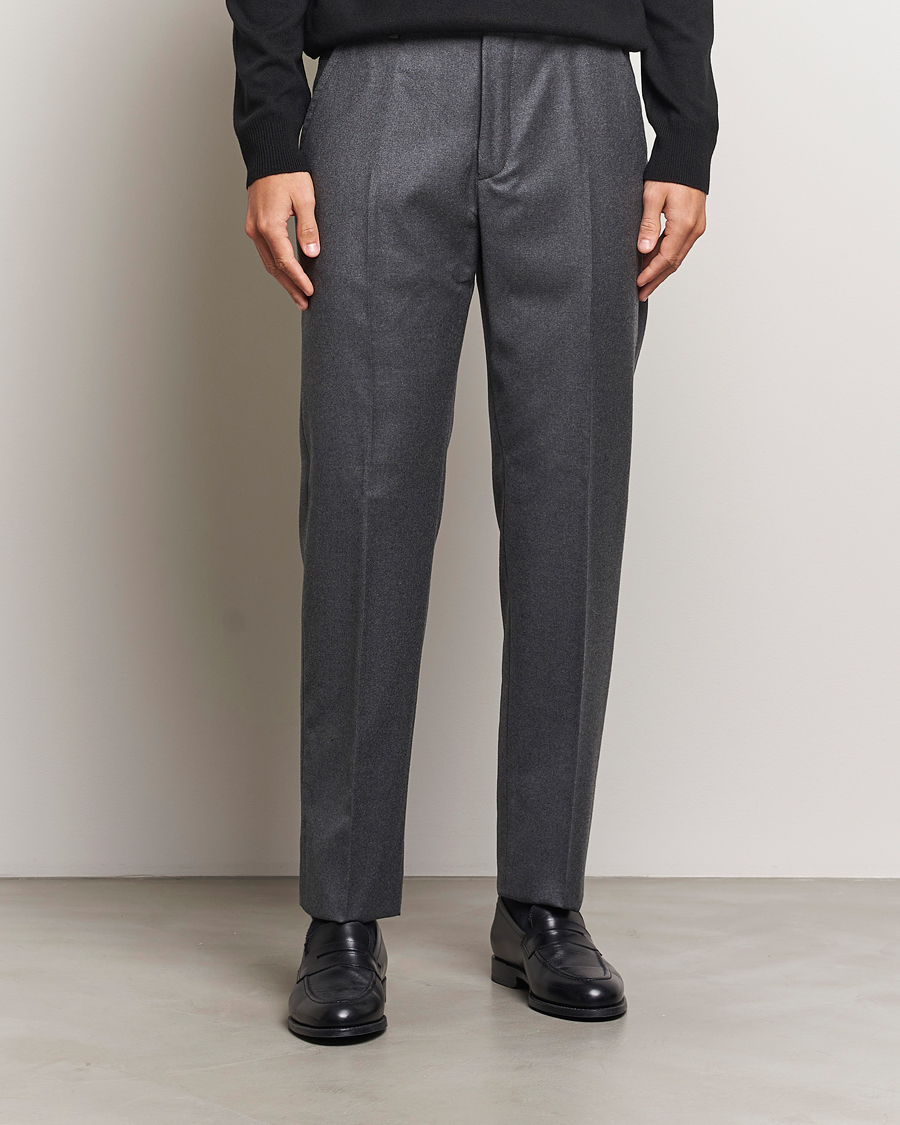 Hombres | Pantalones | Incotex | Regular Fit Flannel Trousers Grey