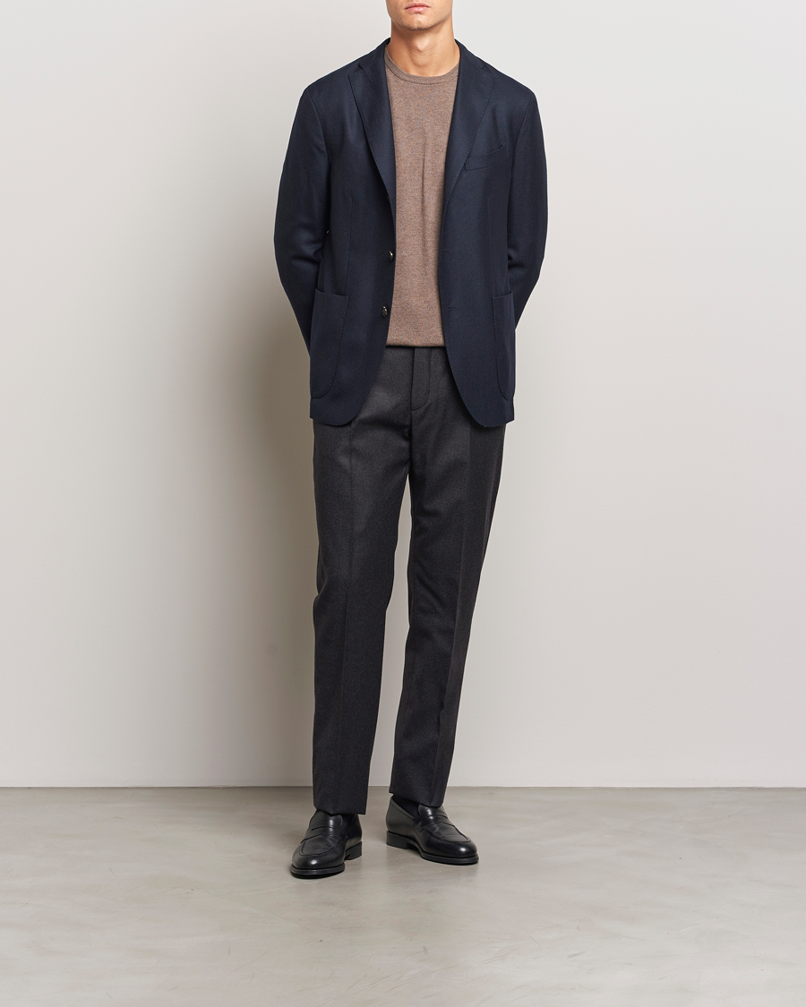 Hombres | Pantalones | Incotex | Regular Fit Flannel Trousers Charcoal