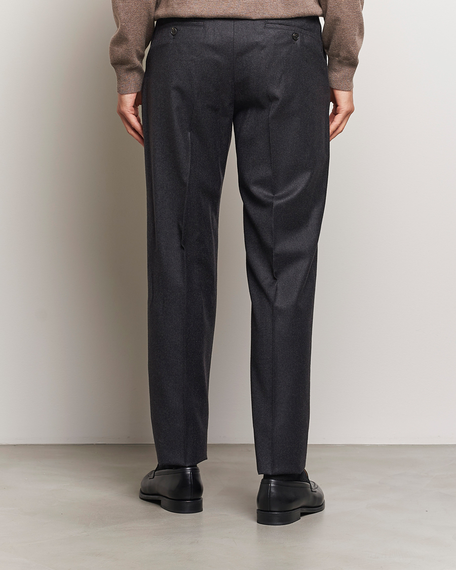 Hombres | Pantalones | Incotex | Regular Fit Flannel Trousers Charcoal