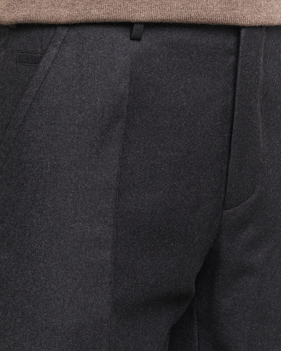 Hombres | Pantalones | Incotex | Regular Fit Flannel Trousers Charcoal