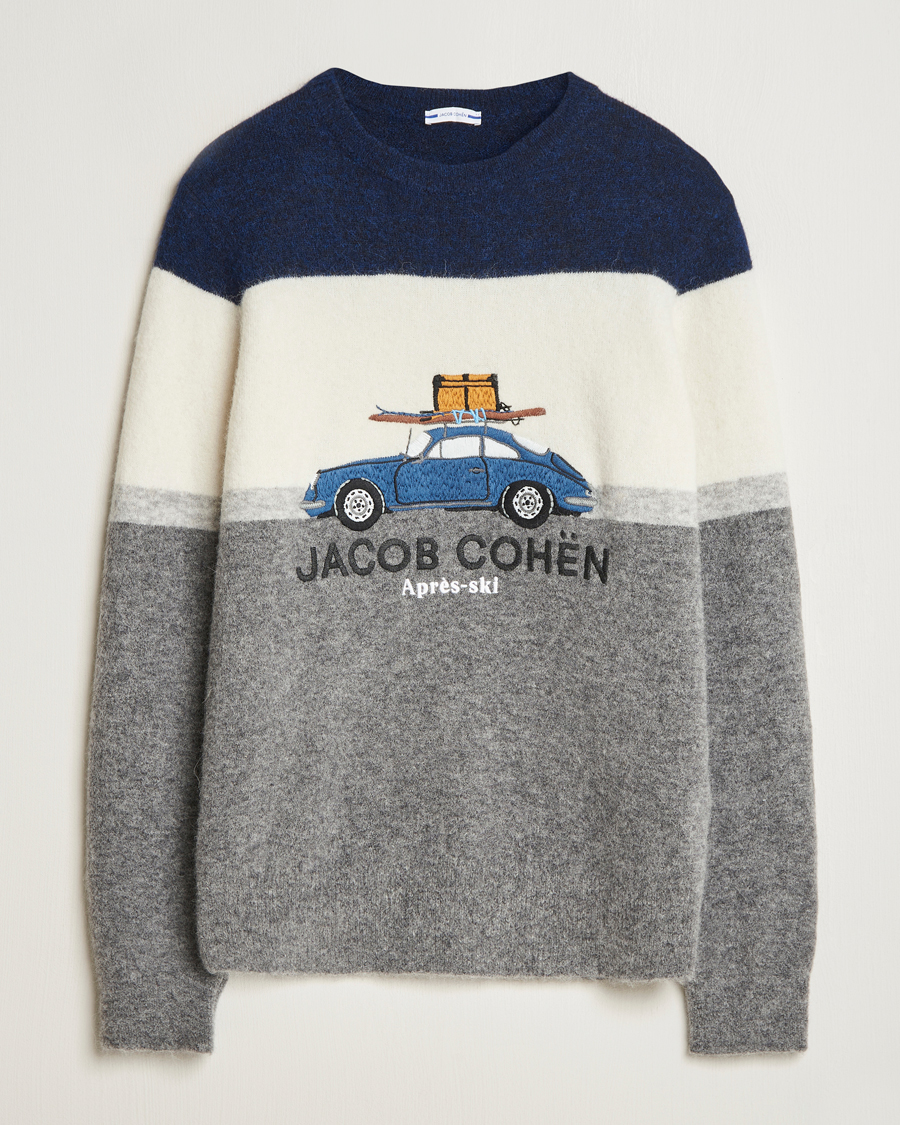 Hombres | Jerséis y prendas de punto | Jacob Cohën | Alpaca/Wool Embrodery Sweater Blue/White/Grey