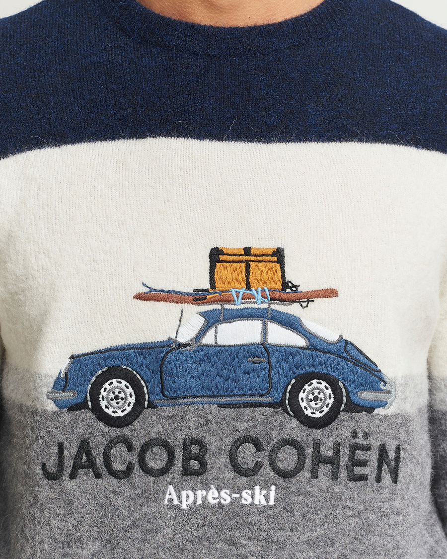 Hombres | Jerséis y prendas de punto | Jacob Cohën | Alpaca/Wool Embrodery Sweater Blue/White/Grey