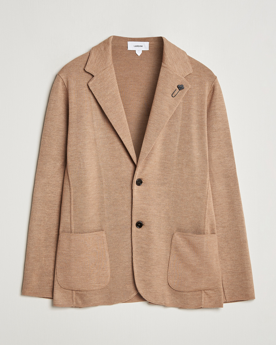 Hombres | Blazers | Lardini | Knitted Wool Blazer Beige