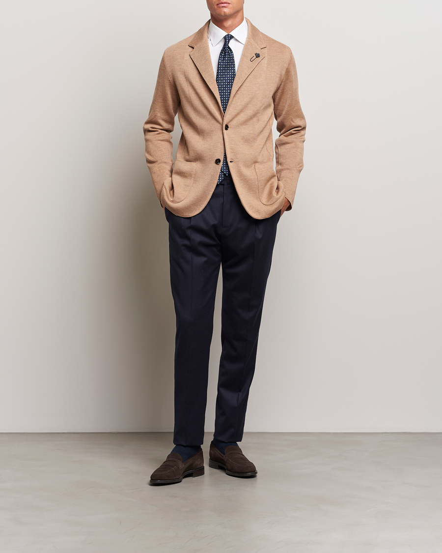 Hombres | Blazers | Lardini | Knitted Wool Blazer Beige