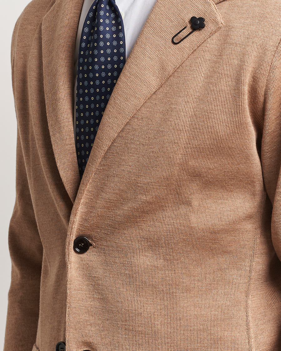 Hombres | Blazers | Lardini | Knitted Wool Blazer Beige