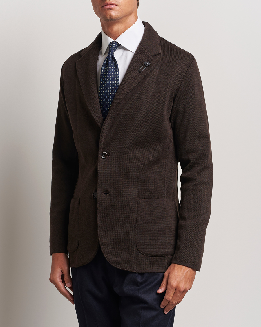 Hombres | Blazers | Lardini | Knitted Wool Blazer Brown
