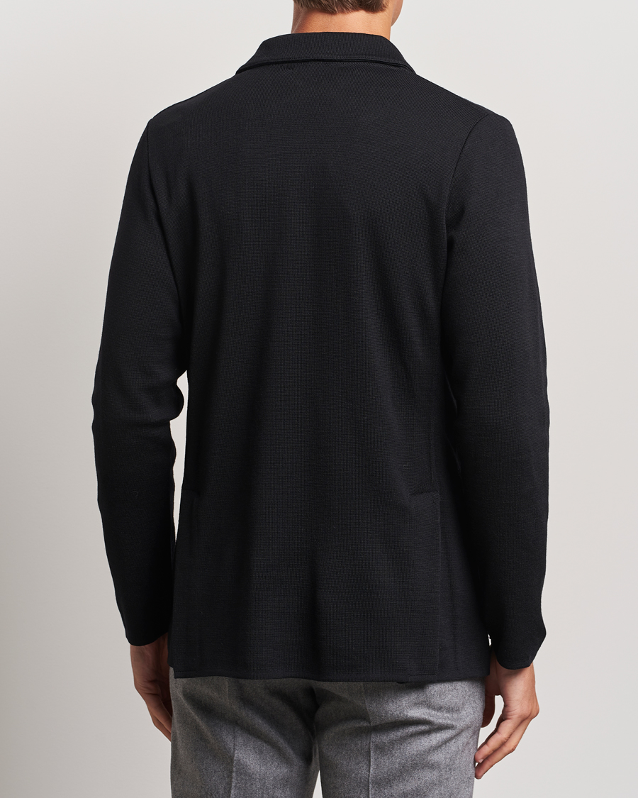 Hombres | Blazers | Lardini | Knitted Double Breasted Wool Blazer Black