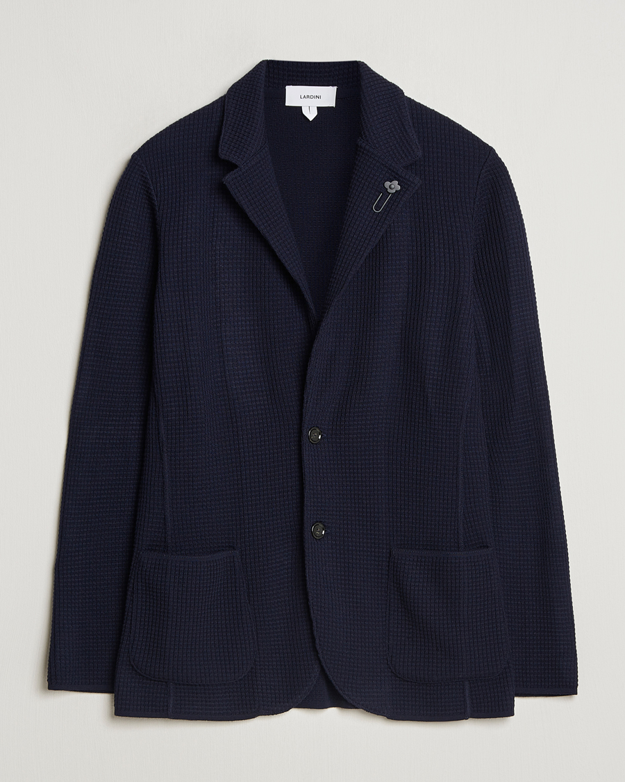 Hombres | Blazers | Lardini | Knitted Structure Wool Blazer Navy