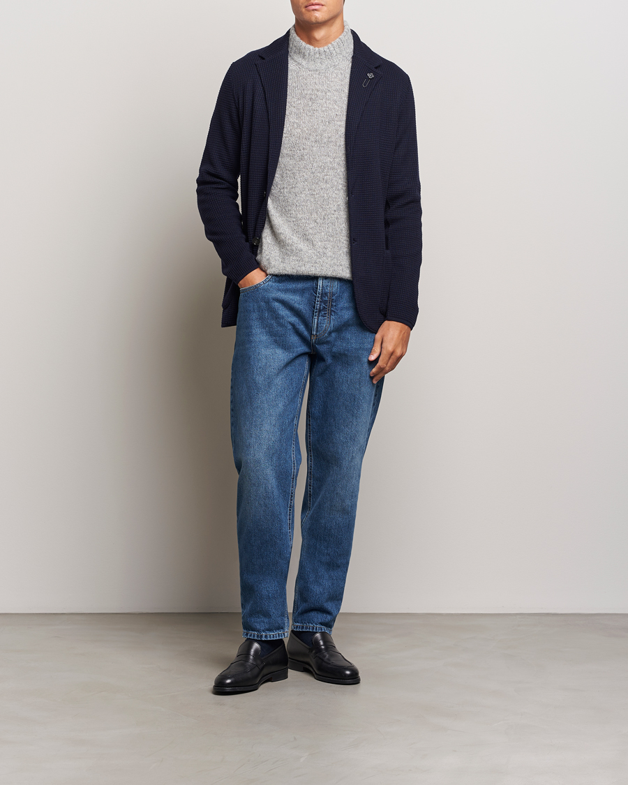 Hombres | Blazers | Lardini | Knitted Structure Wool Blazer Navy