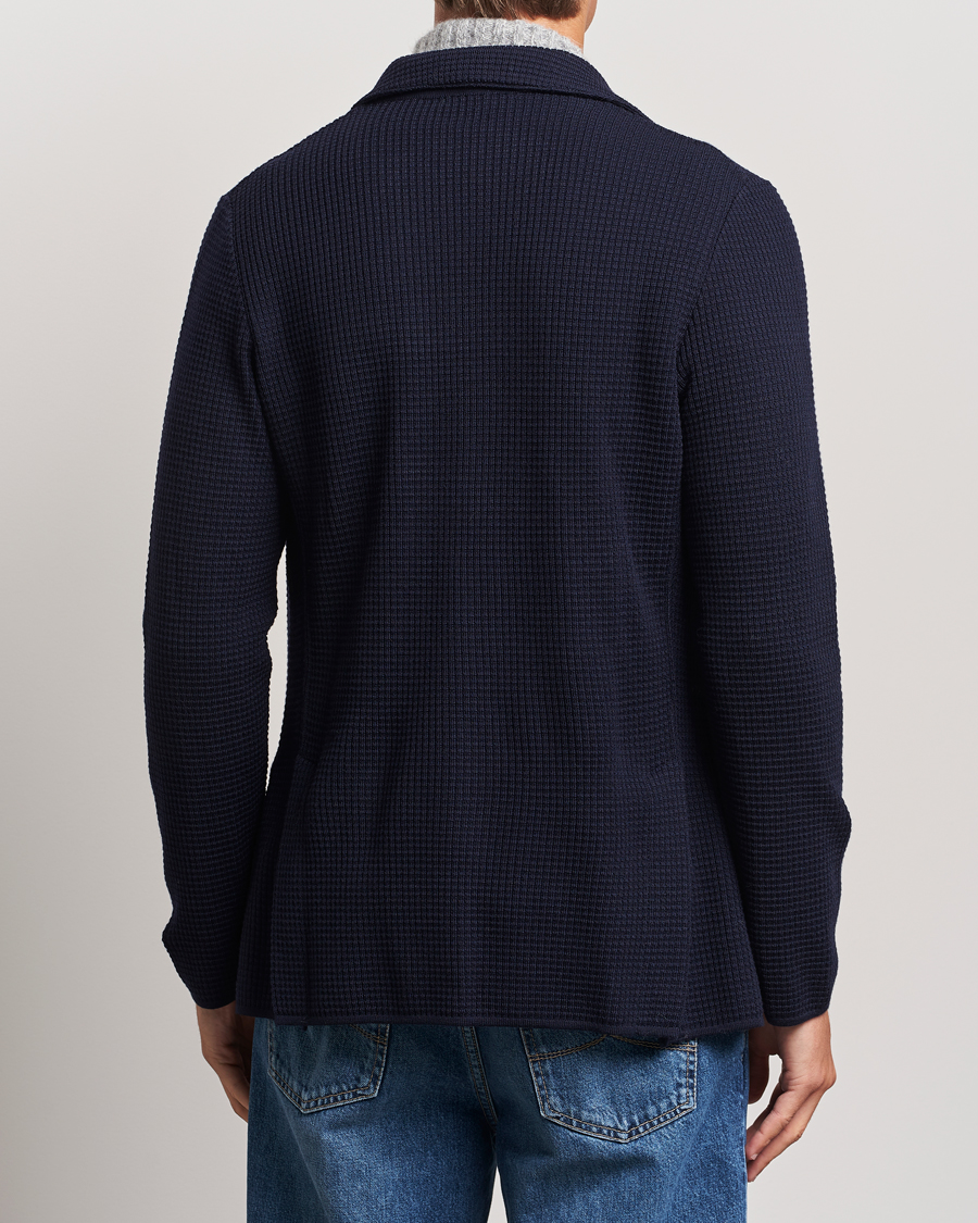 Hombres | Blazers | Lardini | Knitted Structure Wool Blazer Navy