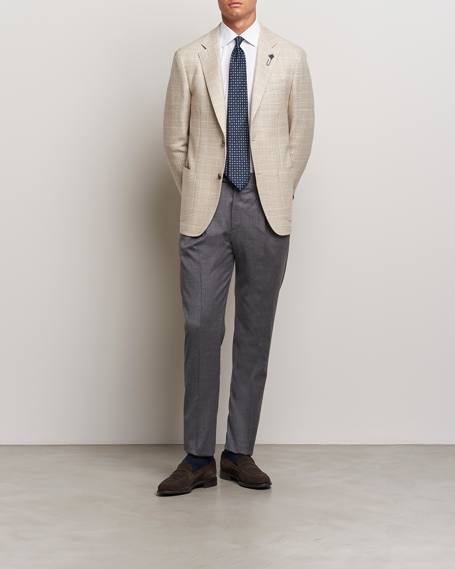 Hombres | Blazers | Lardini | Prince of Wales Wool Blazer Light Beige