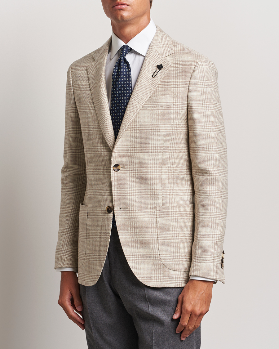 Hombres | Blazers | Lardini | Prince of Wales Wool Blazer Light Beige