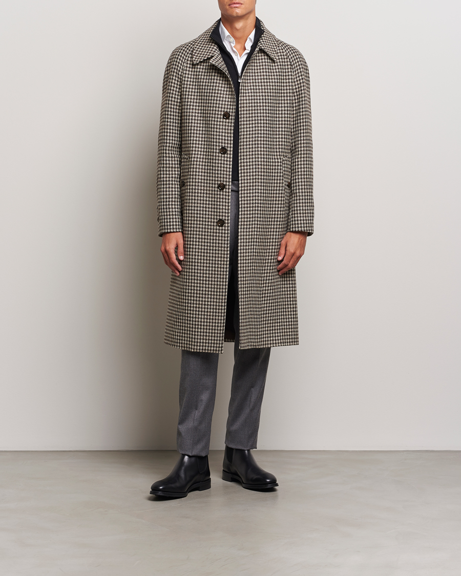Hombres | Abrigos y chaquetas | Lardini | Houndstooth Wool/Cashmere Coat Brown