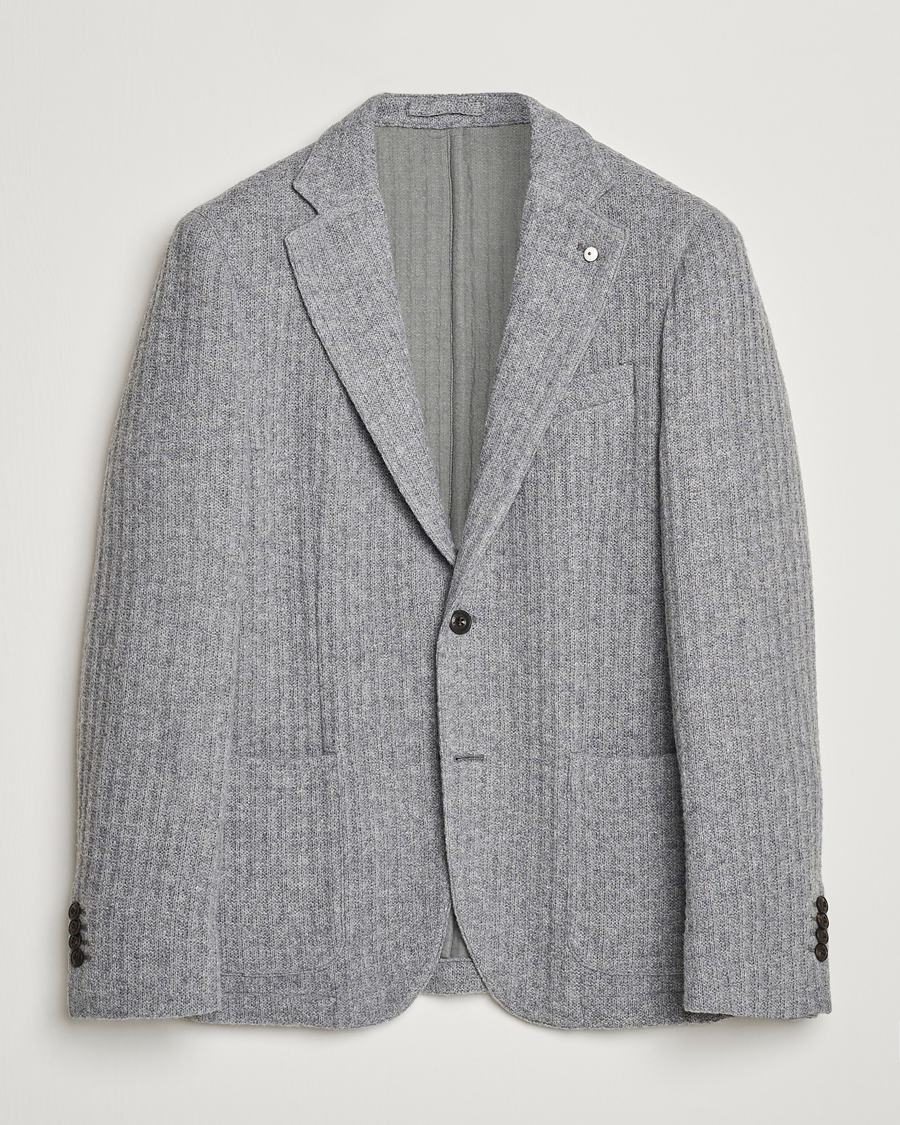 Hombres | Blazers | L.B.M. 1911 | Knitted Punto Wool Structure Blazer Grey