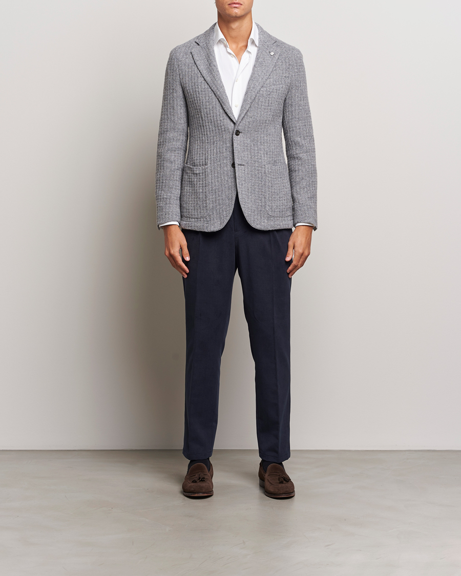 Hombres | Blazers | L.B.M. 1911 | Knitted Punto Wool Structure Blazer Grey