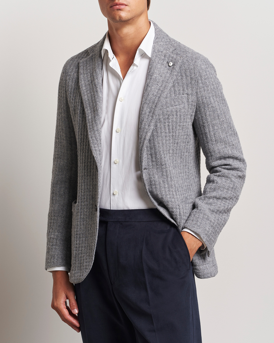 Hombres | Blazers | L.B.M. 1911 | Knitted Punto Wool Structure Blazer Grey