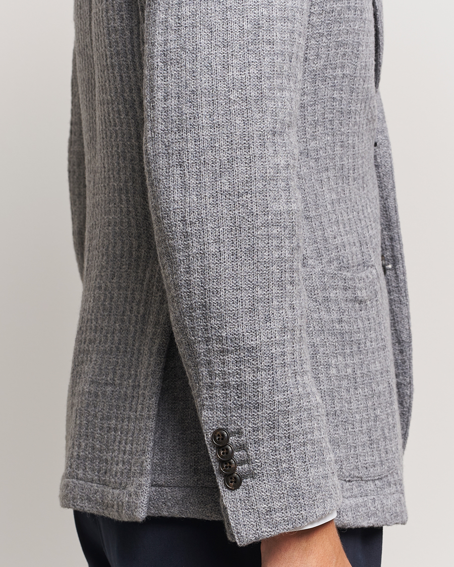 Hombres | Blazers | L.B.M. 1911 | Knitted Punto Wool Structure Blazer Grey