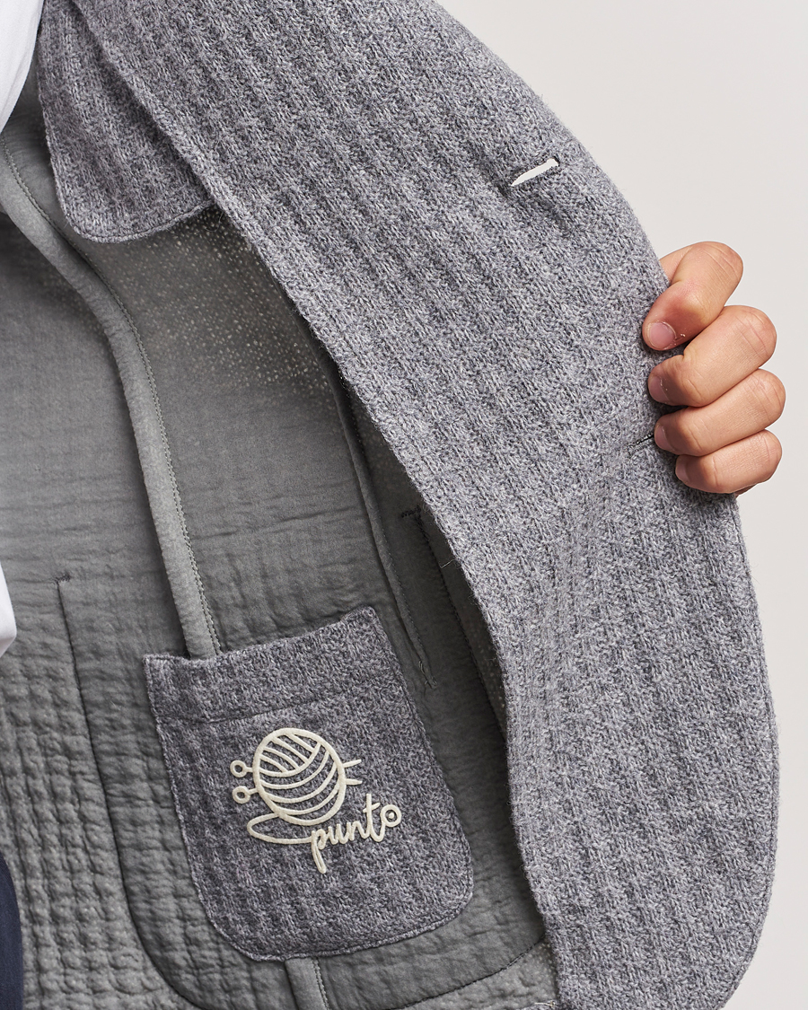 Hombres | Blazers | L.B.M. 1911 | Knitted Punto Wool Structure Blazer Grey