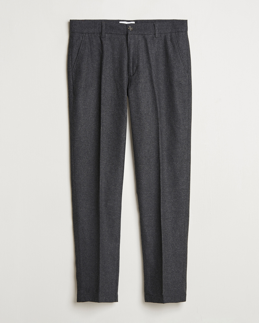 Hombres | Pantalones | LES DEUX | Como Reg Wool Pants Charcoal Melange