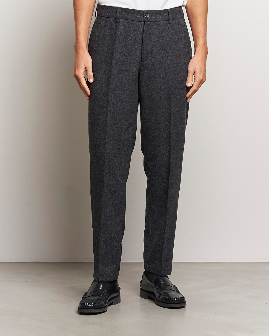 Hombres | Pantalones | LES DEUX | Como Reg Wool Pants Charcoal Melange