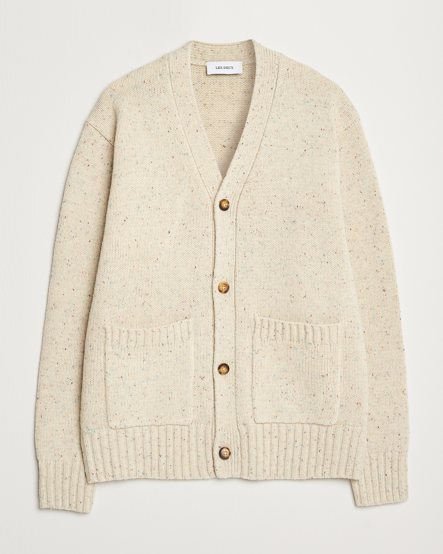 Hombres | Jerséis y prendas de punto | LES DEUX | Gary Fleck Wool Cardigan Light Sand