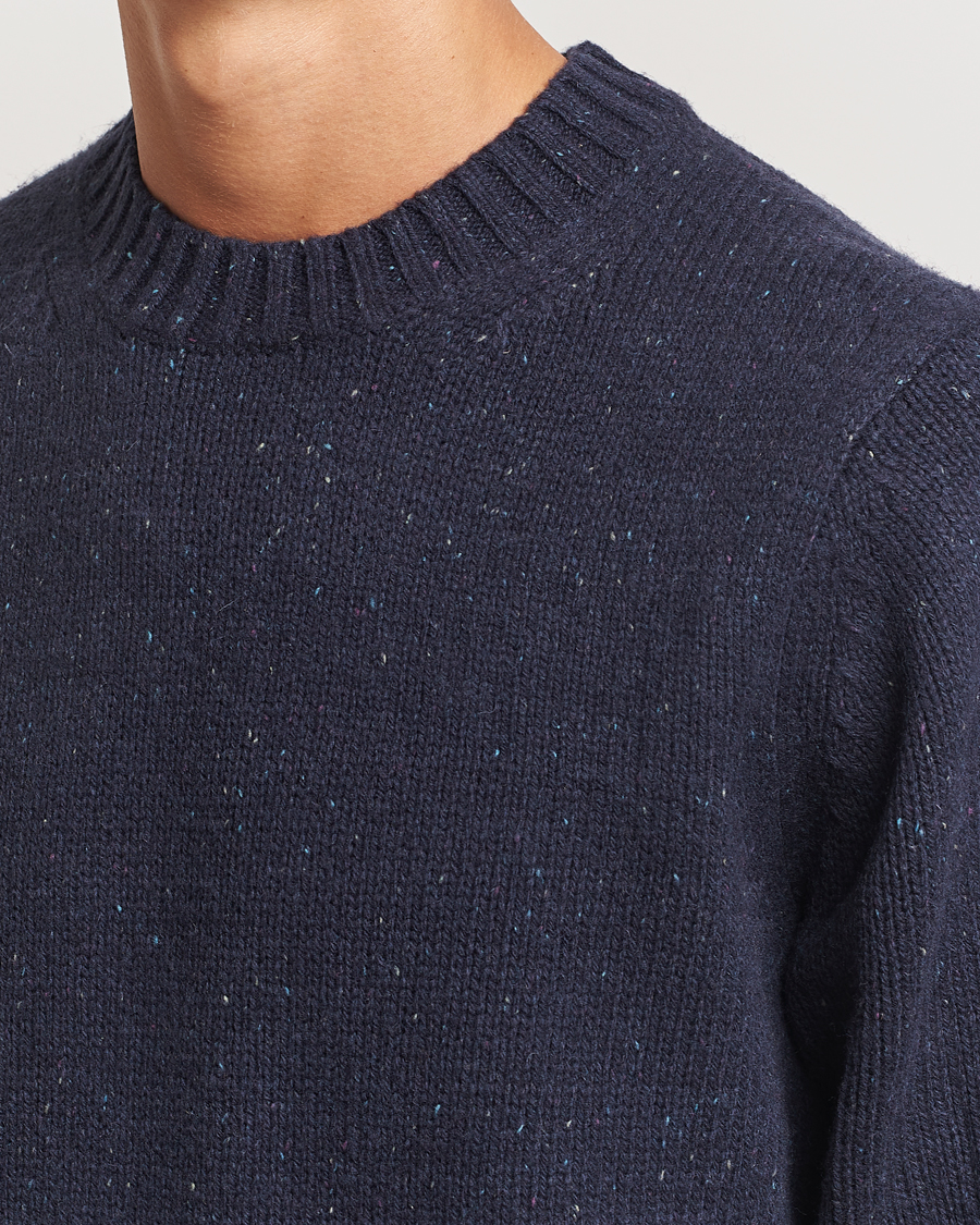 Hombres | Jerséis y prendas de punto | LES DEUX | Gary Fleck Wool Roundneck Dark Navy