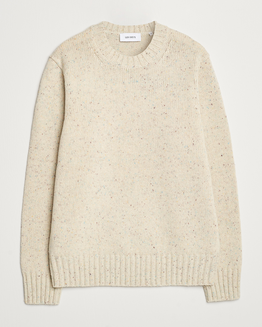 Hombres | Jerséis y prendas de punto | LES DEUX | Gary Fleck Wool Roundneck Light Sand