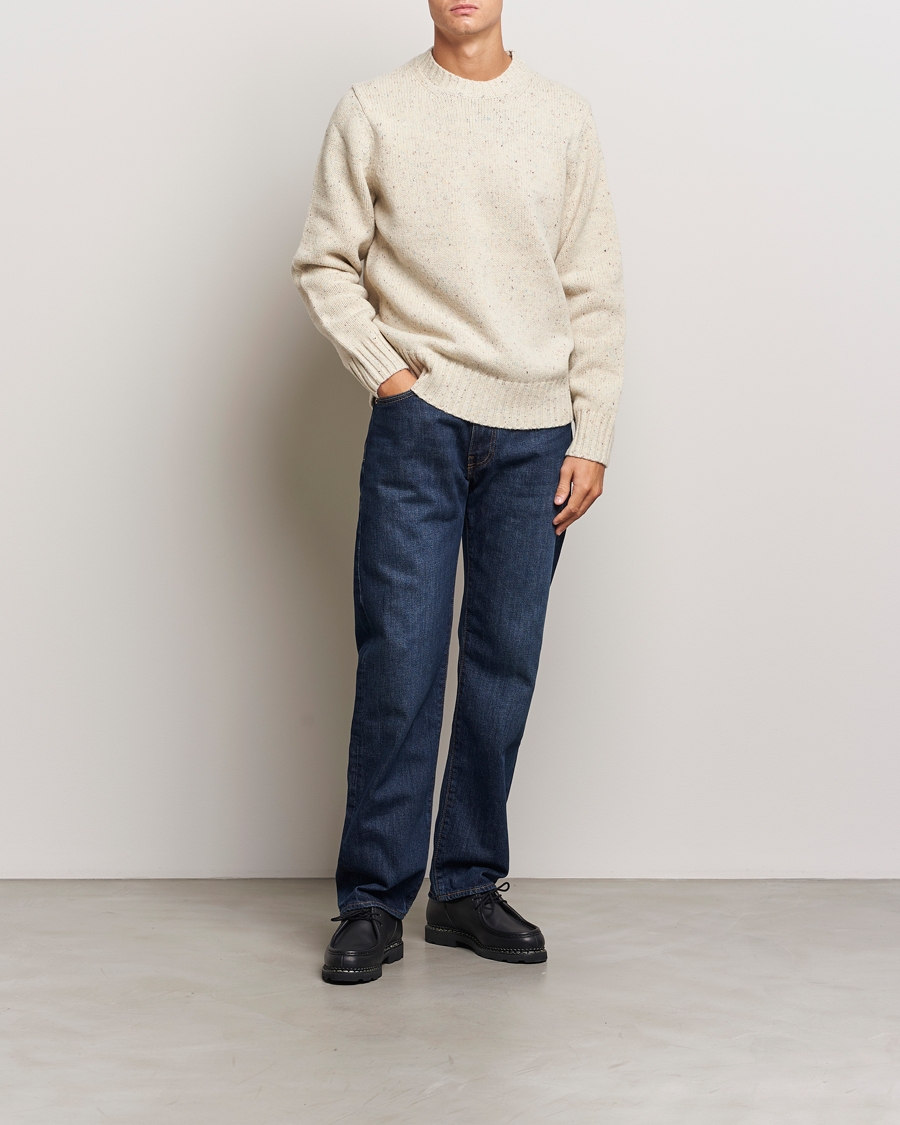 Hombres | Jerséis y prendas de punto | LES DEUX | Gary Fleck Wool Roundneck Light Sand
