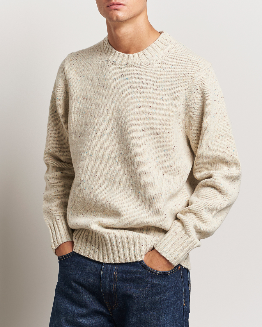 Hombres | Jerséis y prendas de punto | LES DEUX | Gary Fleck Wool Roundneck Light Sand