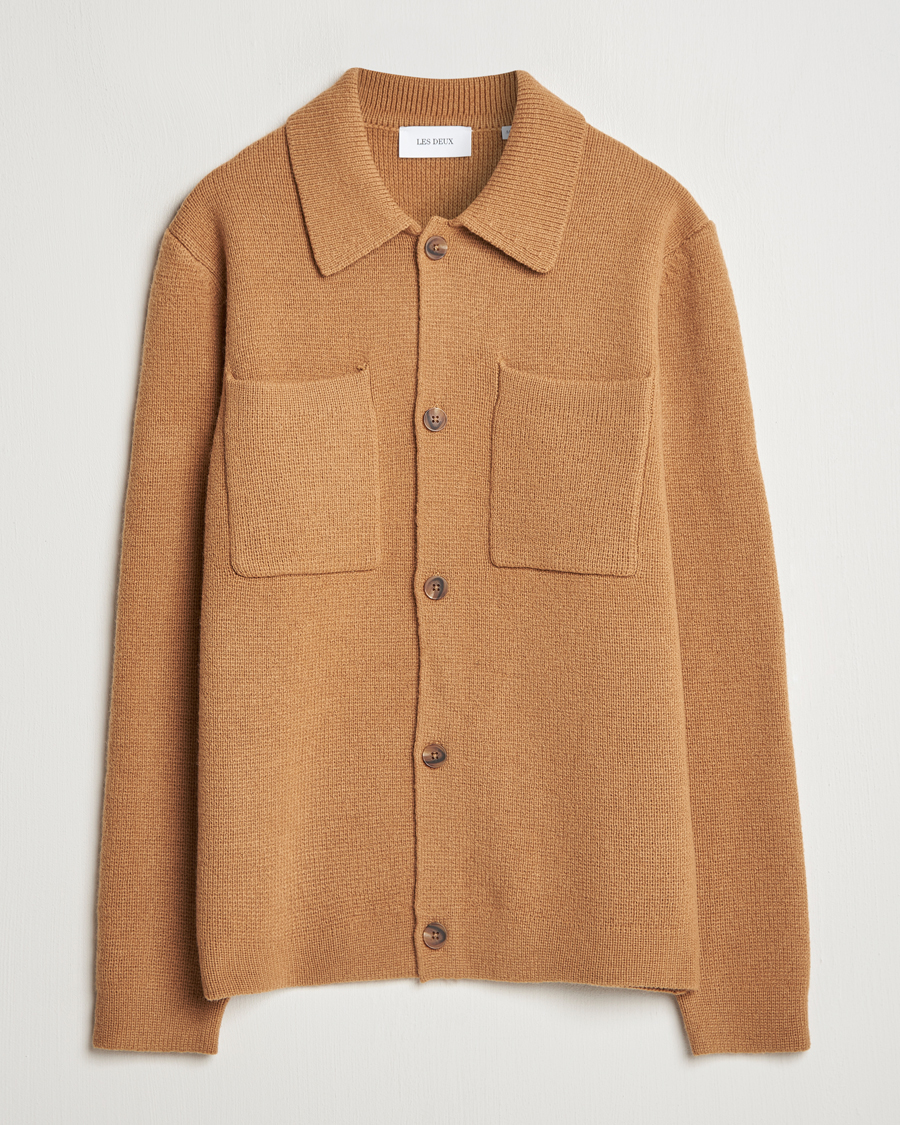 Hombres | Jerséis y prendas de punto | LES DEUX | Fischer Milano Overshirt Tobacco Brown