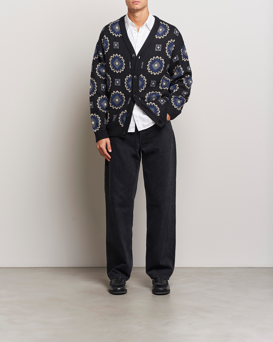 Hombres | Jerséis y prendas de punto | LES DEUX | Aro Paisley Cardigan Black/Blueprint