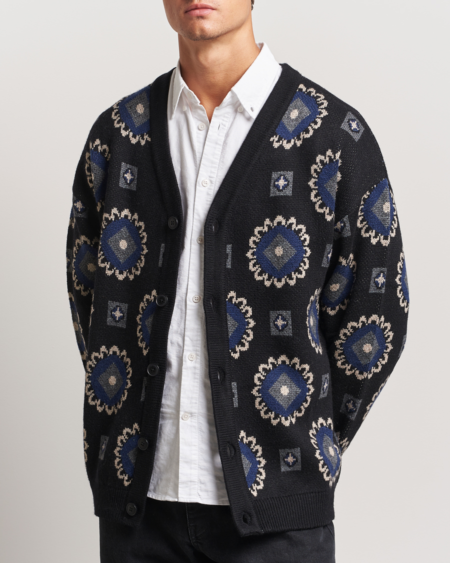 Hombres | Jerséis y prendas de punto | LES DEUX | Aro Paisley Cardigan Black/Blueprint