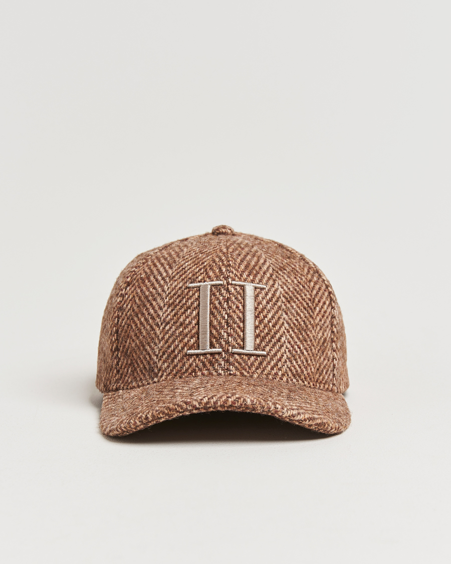 Hombres | Les Deux Herringbone Baseball Cap Coffee Brown | LES DEUX | Herringbone Baseball Cap Coffee Brown