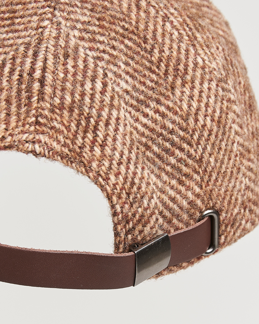 Hombres | Les Deux Herringbone Baseball Cap Coffee Brown | LES DEUX | Herringbone Baseball Cap Coffee Brown