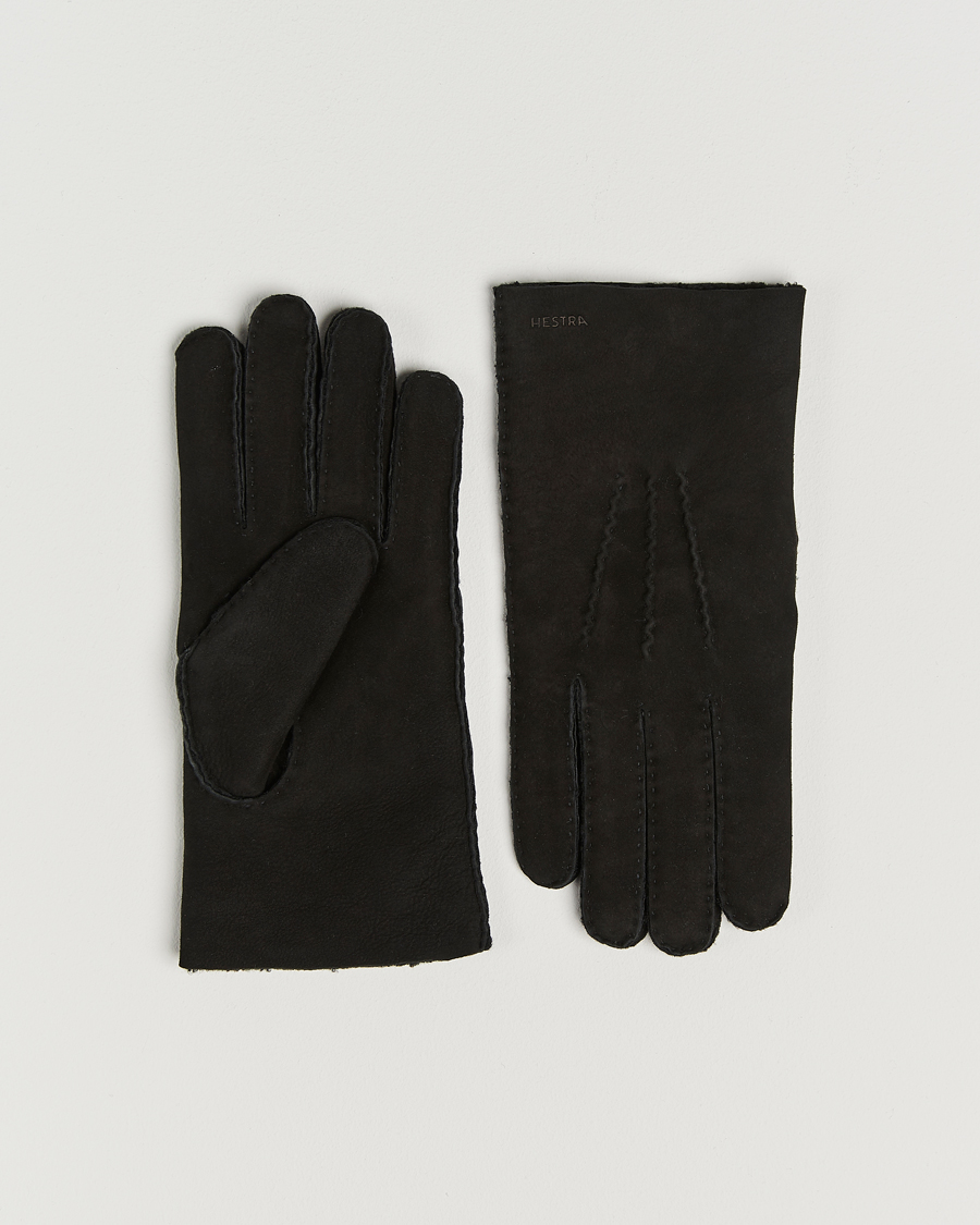 Hombres | Guantes | Hestra | Bernard Lambskin Suede Glove Black