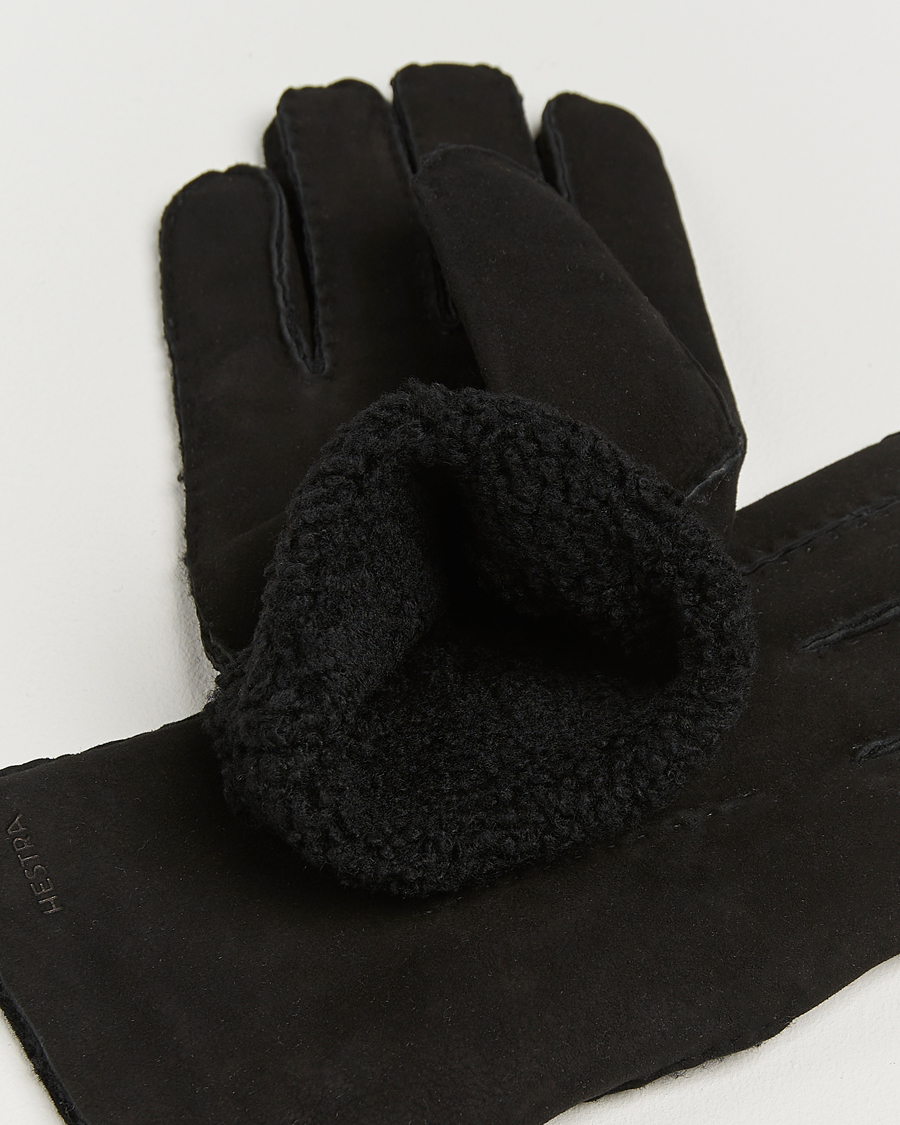 Hombres | Guantes | Hestra | Bernard Lambskin Suede Glove Black