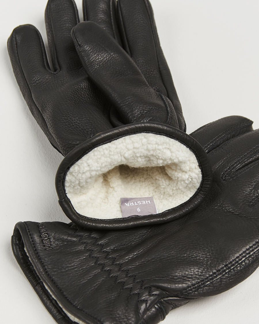 Hombres | Guantes | Hestra | Burensvik Deerskin Wool Pile Glove Black