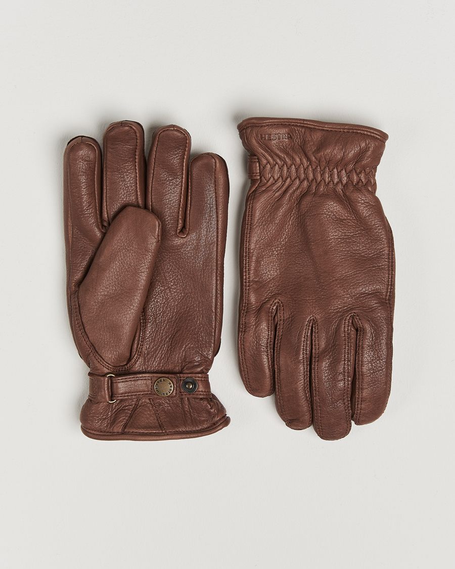 Hombres | Guantes | Hestra | Burensvik Deerskin Wool Pile Glove Chocolate
